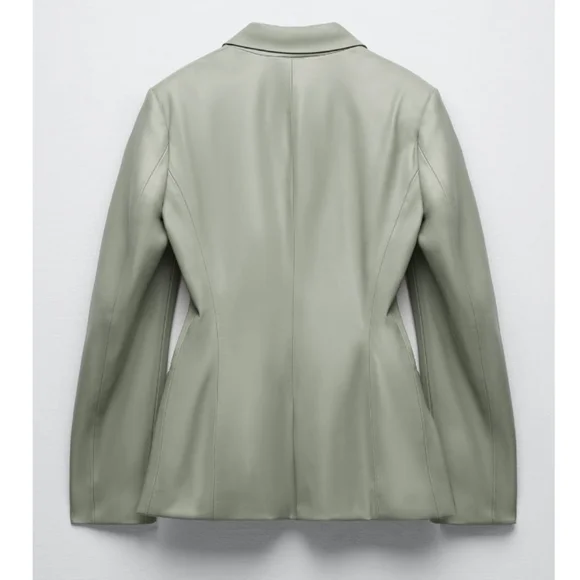 NWT Zara Balmain Style Leather Blazer Jacket - Picture 4 of 4